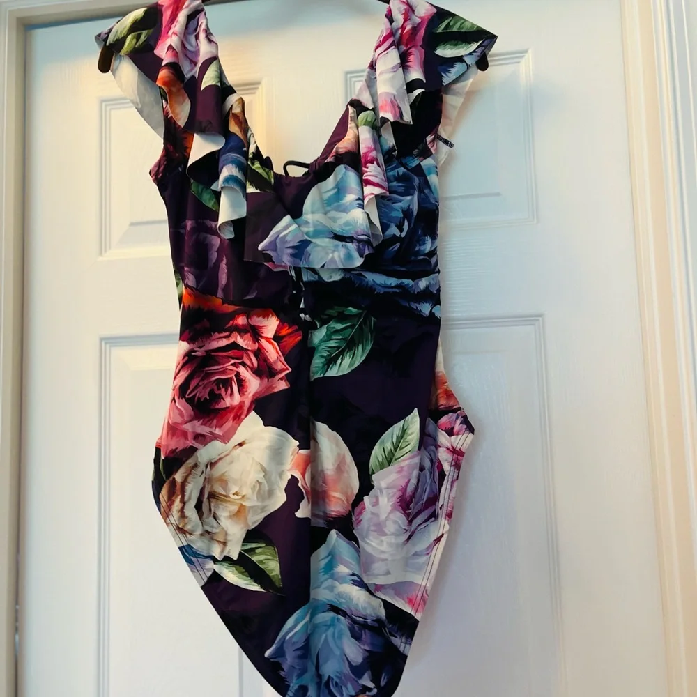 La Blanca Floral 1 Piece Swimsuit-Purple and Multicolor Ware off shoulders! - Picture 6 of 14